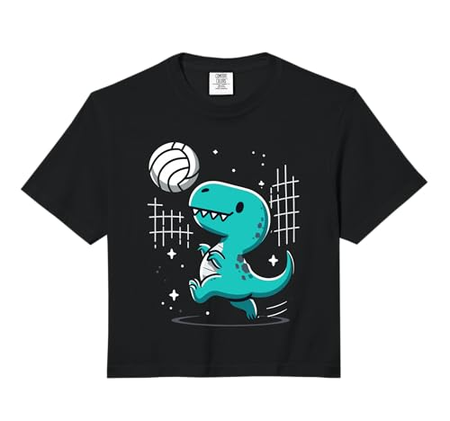 Cute T-Rex Dinosaur Playing Volleyball Funny Design Comfort Colors Crop Top