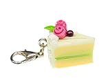 Miniblings Tortenstück Kuchen Torte Kuchenstück Charm Limette grün - Handmade Modeschmuck I Kettenanhänger versilbert - Bettelanhänger Bettelarmband - Anhänger für Armband