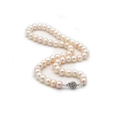 Cadeau pour la mère et la dame, ELAINZ HEART 45cm le plus fin lustre blanc 9-10mm collier de perles de culture d'eau douce