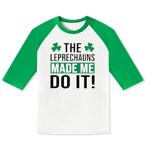 BesserBay Unisex Kids' St. Patrick's Day Lucky Shamrock Raglan Sleeve T-Shirt Irish Clover Tee 1-10 Years