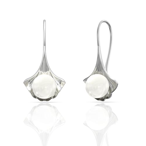 Image of 925 Sterling Silver Pearl Earrings for Women | Freshwater Pearl Stud Earrings | Hypoallergenic Rhodium Plated Anti-Tarnish Lightweight Daily Wear Jewellery | Gift for Wife, Girlfriend, Mother, Sister | Birthday, Anniversary, Rakhi