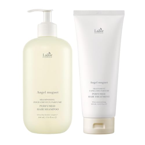 LA'DOR Angel Muguet Perfumed Hair Care Duo, Hair Shampoo + Treatment with Keratin, Proteins &amp; Ceramides for Dry, Damaged &amp; Frizzy Hair, Korean Hair Care Set