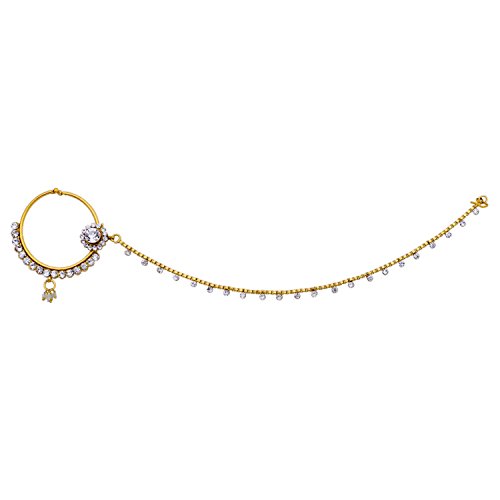 Image of Lucky Jewellery White Color Bridal Diwali /Dhanteras /Bhai Dooj Collection Dulhan Large Size Wedding Nath for Girls & Women (WZK-Nath-W)