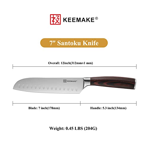 Image of KEEMAKE Santoku Knife Set of 3pcs, Japanese Chef Knife Sets with German High Carbon Stainless Steel 1.4116 Kitchen Knives, Pakkawood Handle Cutting Knives