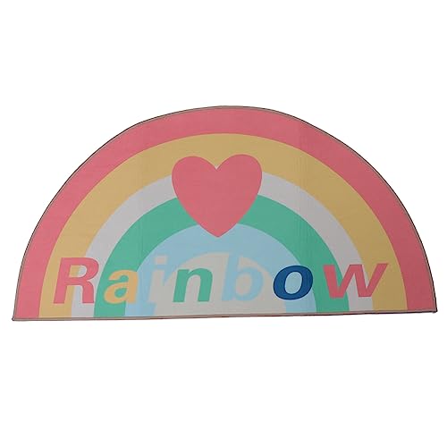 CIYODO Non-Slip Half Round Pad Kitchen Bathroom Mat Rainbow Pattern Safe for Home Use