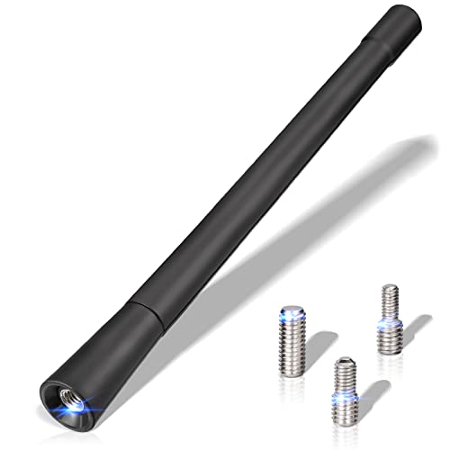 Eightwood Vehicle Radio Antenna 6.9 inch, Flexible Universal Roof Mount Car Antenna Mast Replacement with M4 M5 M6 Screw Adapter