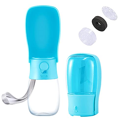 Pet Dog Water Bottle, 10 Oz Foldable Dog Water Dispenser with Drinking Feeder Portable Leak-Proof Drink Cup, for Pets Dogs Cats Outdoor, Walking, Hiking, Travel (280ml/10oz, Blue)