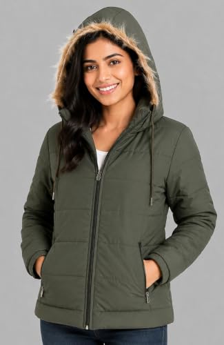 Image of SANE ORIGINALS Winter Jacket for Women with Detatchable Hoodie Cap || Lightweight Full Zipper Regular Fit Warm Jacket for Ladies