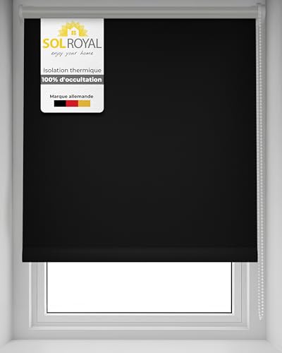 Sol Royal SolReflect S45160 Rideau à rouleau thermique occultant + Crochets pour le châssis 45 x 160 cm Noir