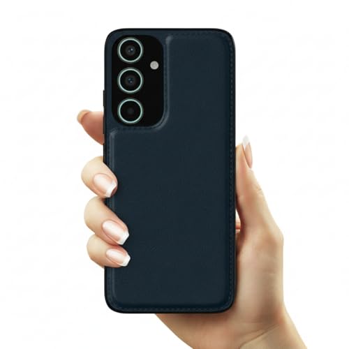 Image of Leather Case for Samsung Galaxy A55 Premium Protective Stylish Slim Cover with Shockproof Raised Edges Blue