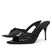 iiimmu 3.5 IN Stiletto Mules High Heels with Pointed Peep Toe Heeled Sandals Faux Leather, Black, Size 7.5