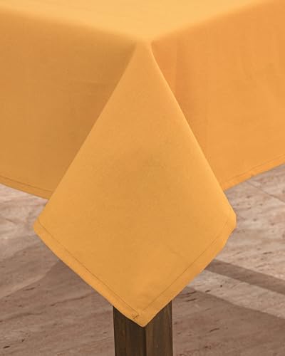 Image of R home 100% Cotton Solid Table Cover | Yellow | 56 x 56 Inch I 200 GSM Thick Fabric, Anti-Skid | Machine Washable & Reusable | Ideal for Dining Table & Centre Table, Easy Maintenance