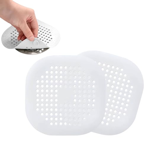 Dreamil Colador de desagüe de silicona, 2 unidades, universal, para baño, bañera y cocina, para cocina, ducha, bañera, color blanco