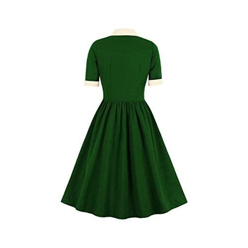 Image of 1950s Dresses for Women Vintage Rockabilly Retro Short Sleeve Tie Midi Dress Cocktail Party Evening Prom Gown