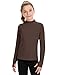 HASMES Girls Long Sleeve Shirt Kids Turtleneck Athletic T-Shirt Sports Activewear Yoga for Teens(Age 7-14) Brown