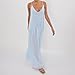 Women Summer Dresses Maxi Dresss Sleeveless Spaghetti Strap V Neck Beach Vacation Long Flowy Sundress(Blue, Large)