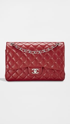 CHANEL Women's Pre-Loved Red Caviar New Classic Jumbo Flap Bag2