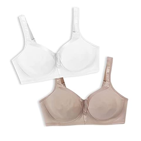 Playtex Damski biustonosz Us4803, bez fiszbin, 18 godzin, jedwabiście miękki, 2 sztuki – biały/kolor skóry, 85D (2 sztuki), 2 sztuki – biały/kolor skóry, 85D