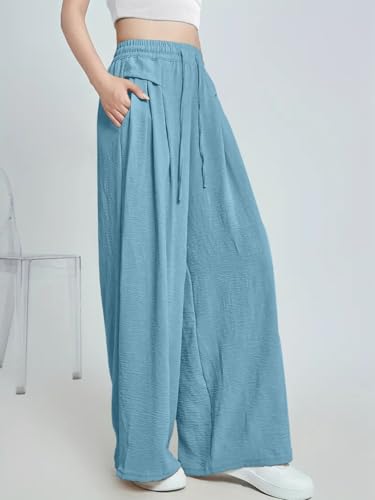 Image of GRECIILOOKS High Waist Polycotton Trousers for Women - Flared Parachute Pants with Side Pockets | Casual Travel Cargo Pants (Available in Plus Size and Value Pack)