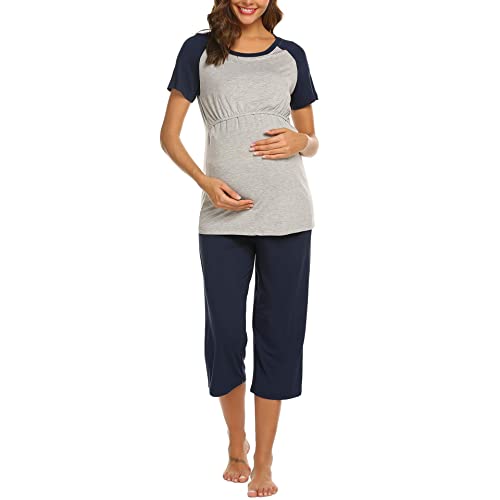 Chemise de nuit d'allaitement anti-pression avec haut et pantalon de maternité