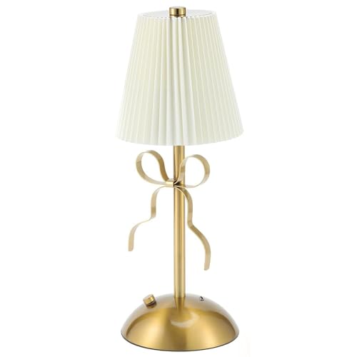 Lámpara de Mesa Gold Bow con Control Táctil y Pantalla de Tela 12 Pulg miniatura 1