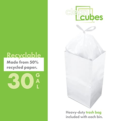 Clean Cubes 30 Gallon Trash Cans & Recycle Bins For Sanitary Garbage Disposal. Disposable Containers For Parties, Events, Recycling, And More. 3 Pack (White) #TOP3