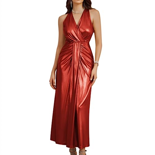 GRACE KARIN Damen Hängendes Ballkleid Cocktail Businesskleider Weinrot M