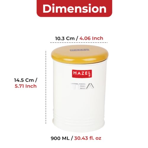 Image of HAZEL Tea Storage Container with Lid | Metal Kitchen Airtight Jar for Tea Leaves