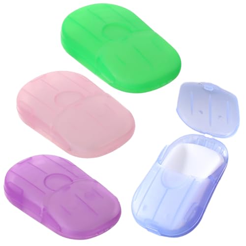 SGERUFZ 80 Hojas Jabón Papel Desechable, 4 Cajas Portátiles Mini Hojas de Jabón Papel para Viajes Campamento Lavado al Aire Libre