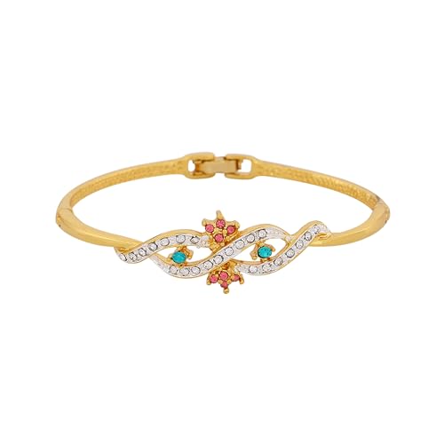 Estele Womens and Girls 24 Kt Gold and Silver Plated Flower Wave Infinity Cuff Bracelet (B08D11LT66) Amazon Price History, Amazon Price Tracker