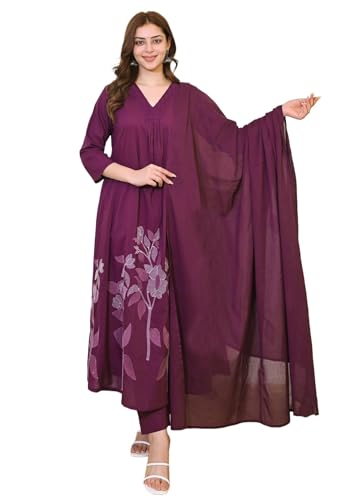 Nermosa Women Solid A-line Kurta and Pant set With Dupatta | Wome...