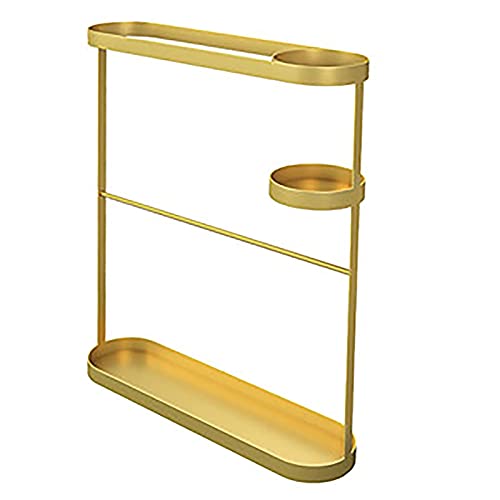 Moderno soporte para paraguas ultrafino de 2 niveles con opciones de montaje en pared/puerta/vestíbulo/oyer/esquina/pasillos, diseño de ahorro de espacio para paraguas blancos y dorados