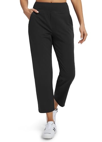 Libin Pantalones de Vestir Casuales Mujer Elástico Cintura, Traje Trabajo, Golf, Chándal, Deporte, Jogger con Bolsillos, para Oficina, Transpirables, Correr, Fitness 27', Negro L