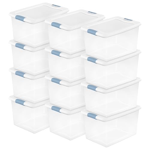 Sterilite 12 Pack Latching Box, Under Bed Storage Bins with Lids,...