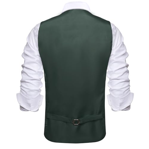 Image of Hi-Tie Men's Formal Suit Vest Solid Fit Vest for Men 3 Pockets V Neck Waistcoat Business Wedding Casual