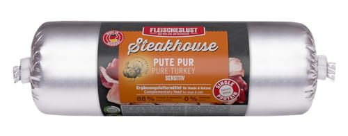 Steakhouse Pute pur (14x500g), Nassfutter für Hunde & Katzen, sensitives Ergänzungsfutter, Monoprotein, getreidefrei, 14x Wurst von Fleischeslust
