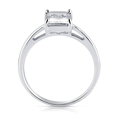 BERRICLE Sterling Silver Solitaire Promise Wedding Engagement Rings for Women, 2.1 Carat Emerald Cut Cubic Zirconia CZ Ring4