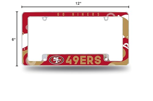 Image of Rico Industries NFL Football Wave 12 inch x 6 inch Chrome All Over Automotive License Plate Frame for Car /Truck /SUV