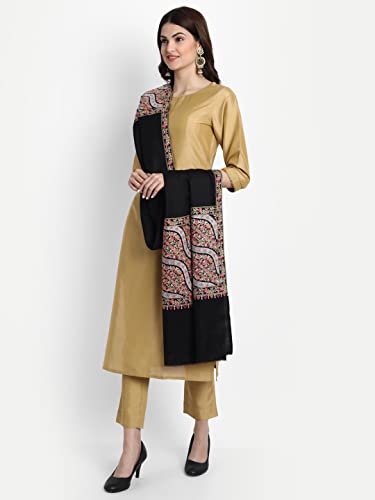 Zamour Kashmiri Indian Sozni Embroidery Paper Mache Pashmina Wool Shawl Scarf for Women4