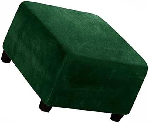 ZZDZW Square Ottoman Slipcover Velvet Small/Medium/Large Stretch Ottoman Cover Slipcover for Wingback Chair Stool Protector cover/Sofa Leather Storage Footstool (Color : Dark green, Size : 33-45cm)