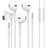 Aux Headphones/Earphones/Earbuds 3.5mm Wired Headphones Noise Isolating Earphones with Built-in Microphone & Volume Control Compatible with Phone 6 SE 5S 4 Pod Pad Samsung/Android MP3 (2 Pack)