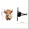 2x Highland Cow Car Air Freshener Cute Acrylic Vent Clip with Floral Design Interior Decor Charm Decoration Cute Accessories for Women Girls #2