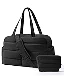 Top 23 Best Weekend Travel Bag 2021 Review 35 BAGSMART Gym Bag for Women, Lightweight Puffer Duffle Bag 2-PC Travel Bag, 31L Weekender Overnight Bag Quilted Carry On Tote Bag, Diaper Hospital Dance bag for Travel, Gym, Water Resistant, Black