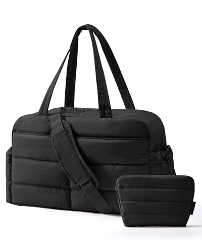 BAGSMART Quilted Travel Duffle with Wet Pocket