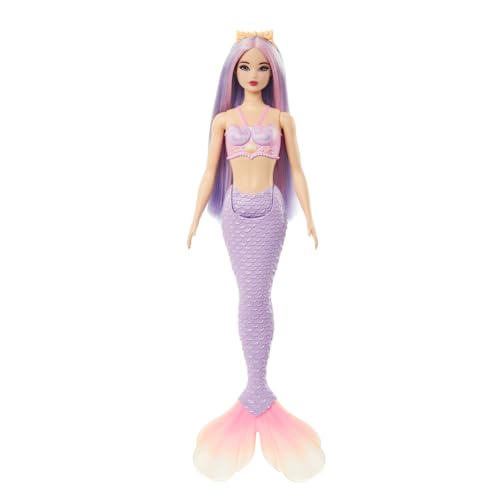 Image of Barbie Mermaid Doll 4 with Fantasy Hair and Headband Accessories, Mermaid Toys with Shell-Inspired Bodices and Colorful Tails