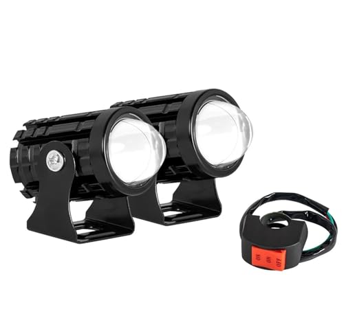 Feu antibrouillard moto 12V avec interrupteur et double couleur blanc pour un éclairage ciblé