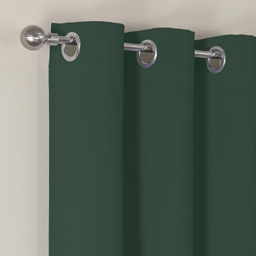 VEHEDE Blackout Thermal Curtains 84 Inch Drop for Living Room, Soft Eyelet Window Drapes for Bedroom, Soundproof Curtains, Black Out Room Darkening Curatins, W46 x L84 Inch, Blackish Green, 2 Panels - Image 3