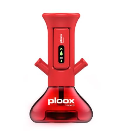 Electric Portable Hookah with LED Light USB-C Charging Charcoal-Free Modern Hookah Ploox - Red