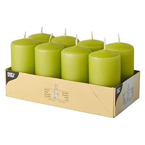Papstar Stumpenkerzen Kerzen Deko Kiwi 50x100mm (8 Stck. Packung) Cover