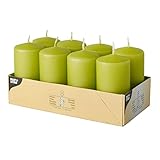 Papstar Stumpenkerzen Papstar Stumpenkerzen Kerzen Deko Kiwi 50x100mm (8 Stck. Packung)